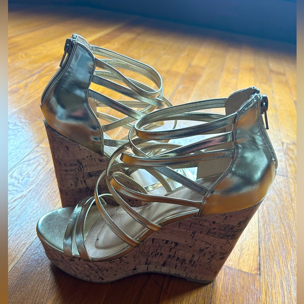 Strappy Gold Wedges